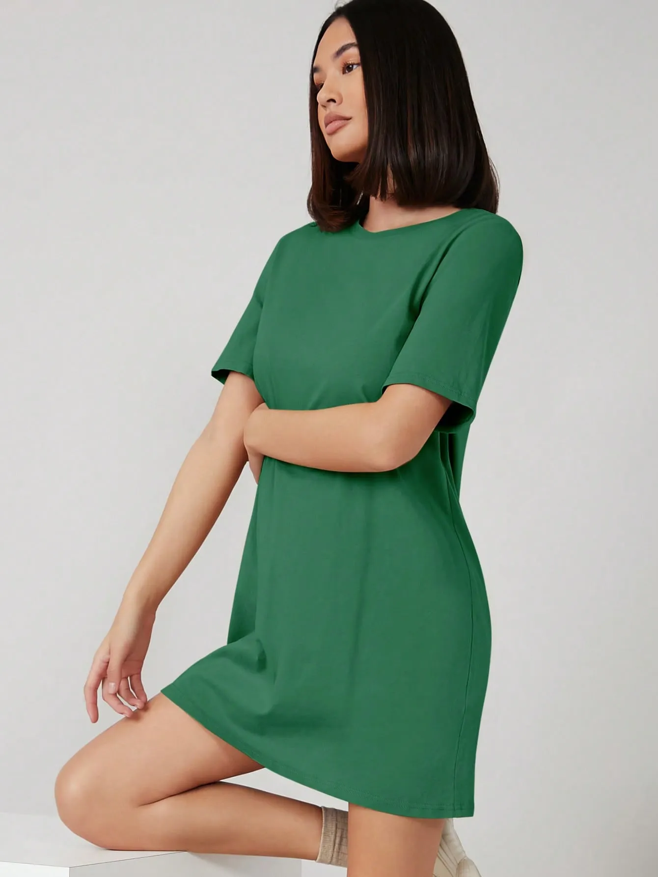 BASICS 100% Cotton Solid Tee Dress