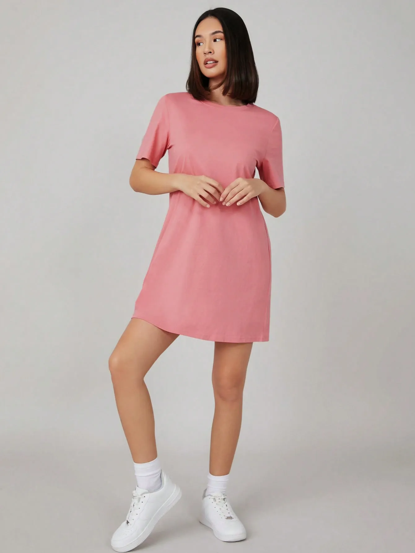 BASICS 100% Cotton Solid Tee Dress