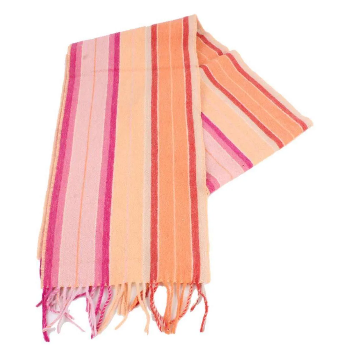 Bassin and Brown Harvey Stripe Cashmere Scarf - Orange/Pink