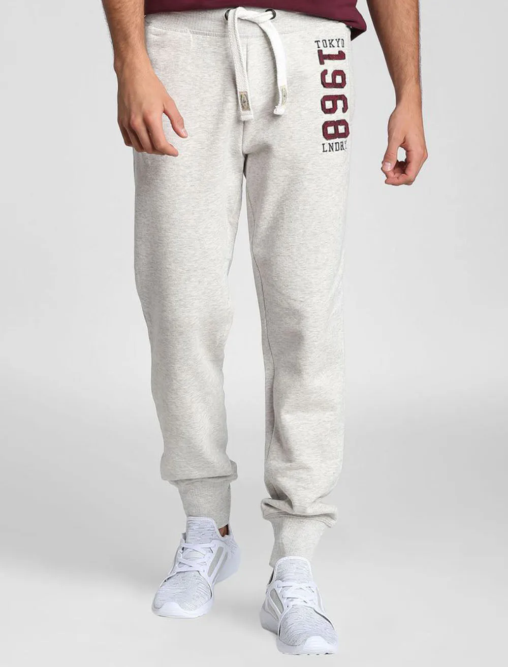 Bayfield Brush Back Fleece Cuffed Joggers In Oatgrey Marl - Tokyo Laundry