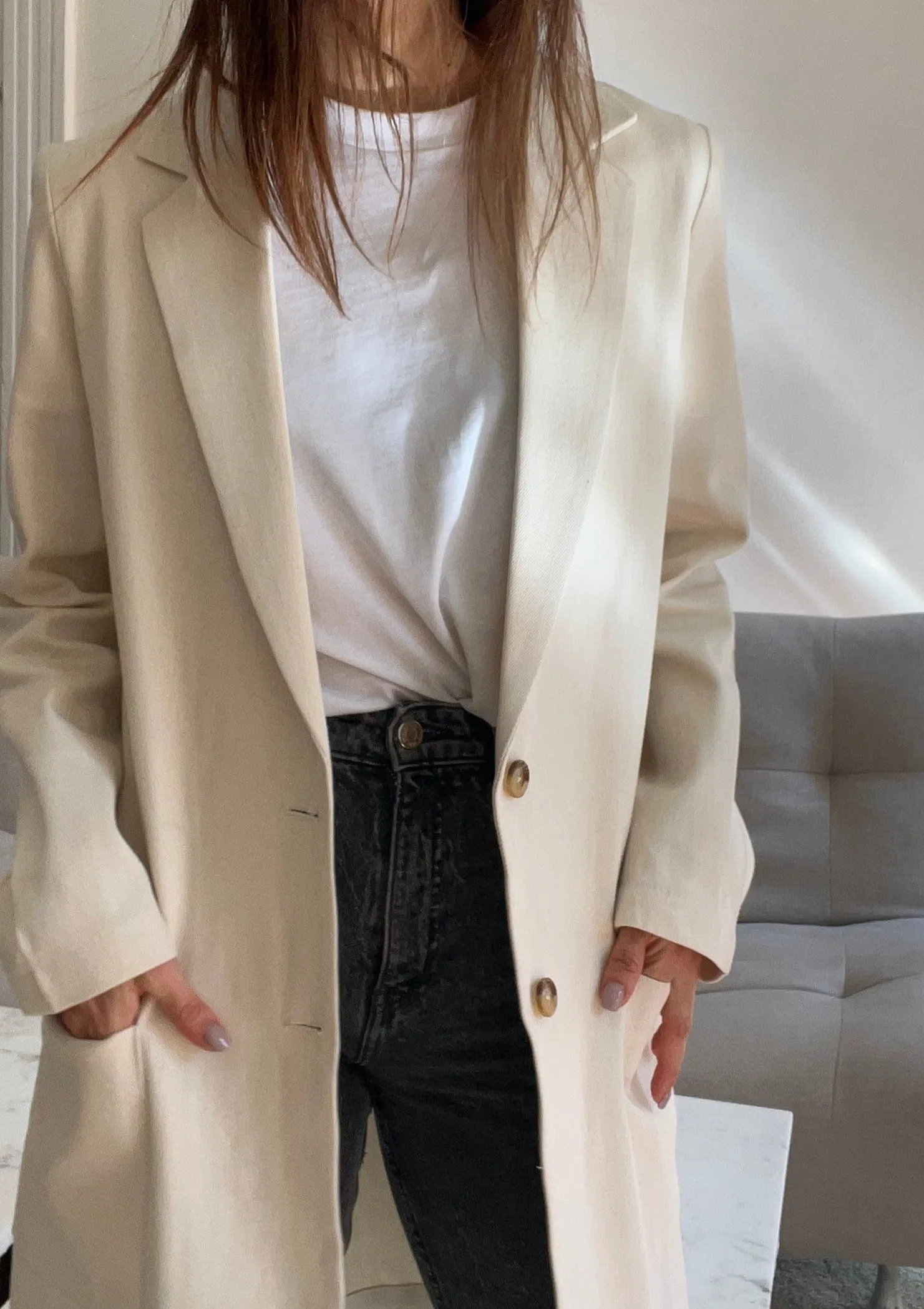 Beige Denim Blazer