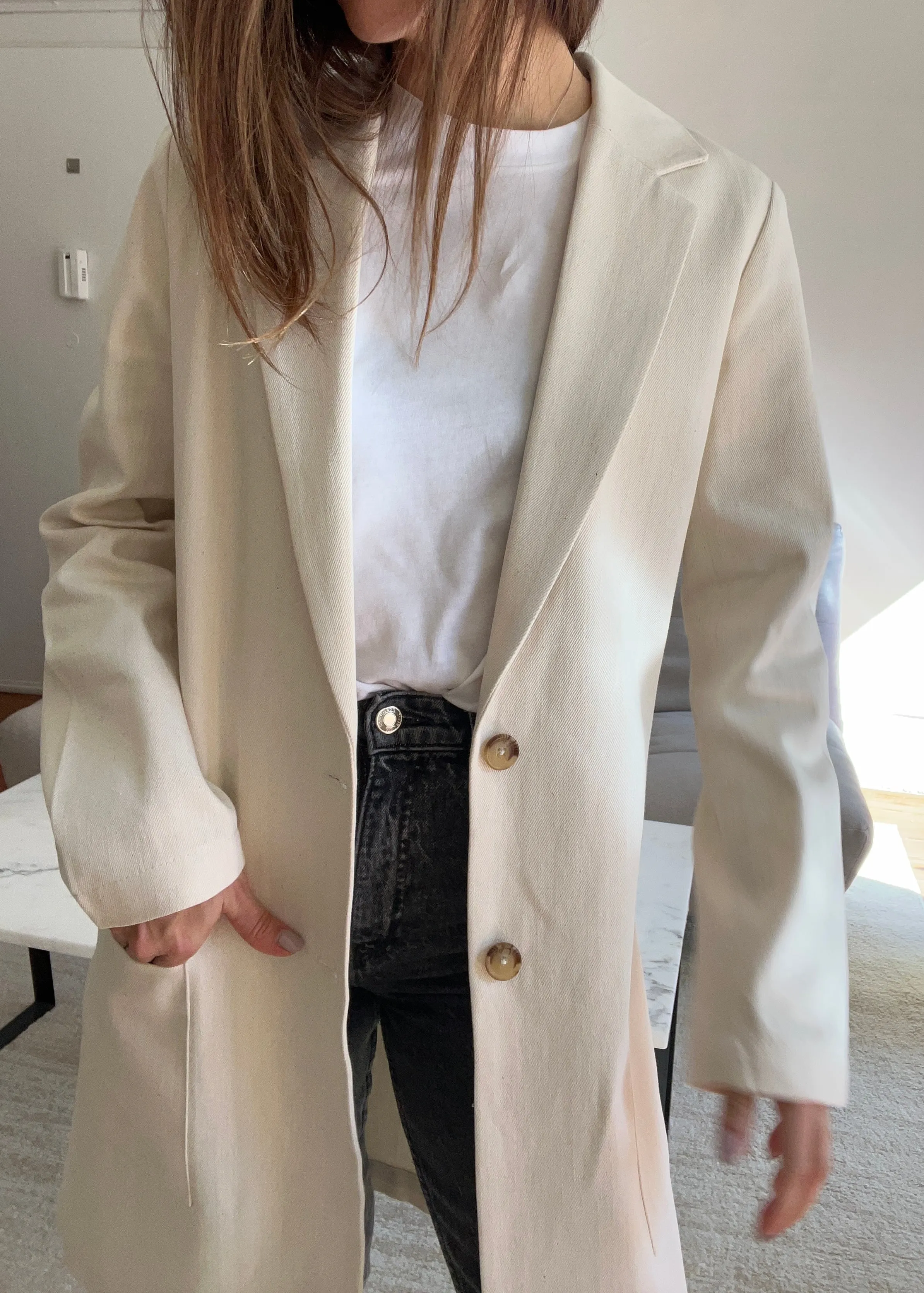 Beige Denim Blazer