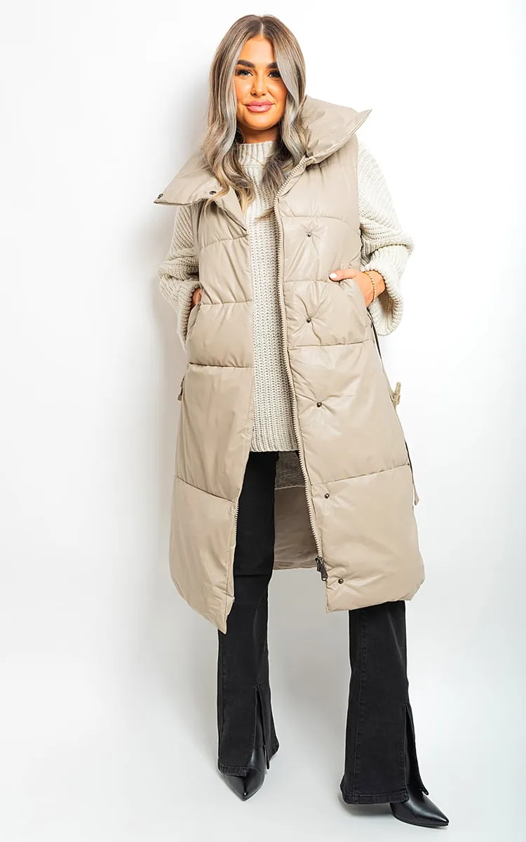 Belted Long Puffer Gilet