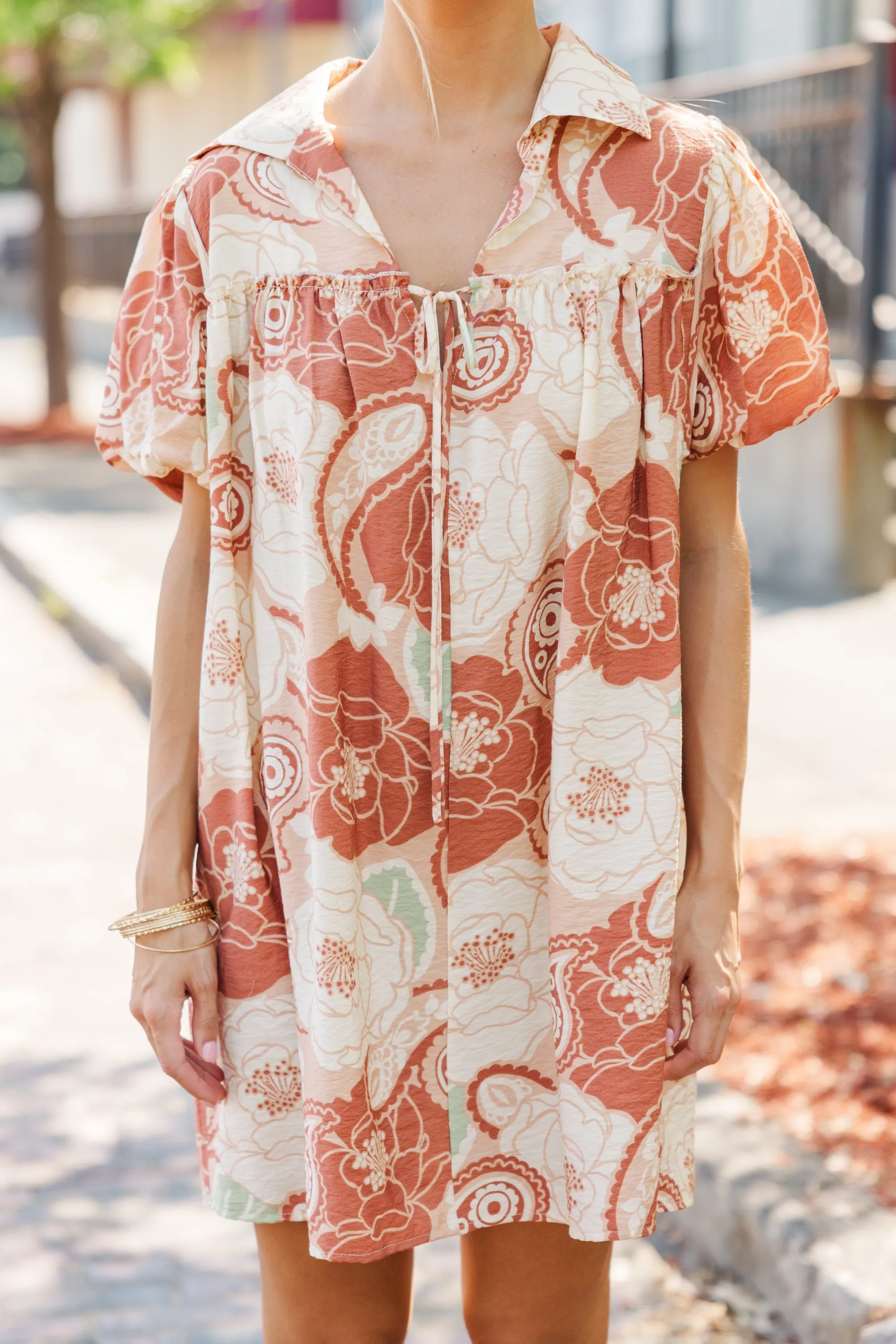 Better Than You Know Cinnamon Orange Floral Dress