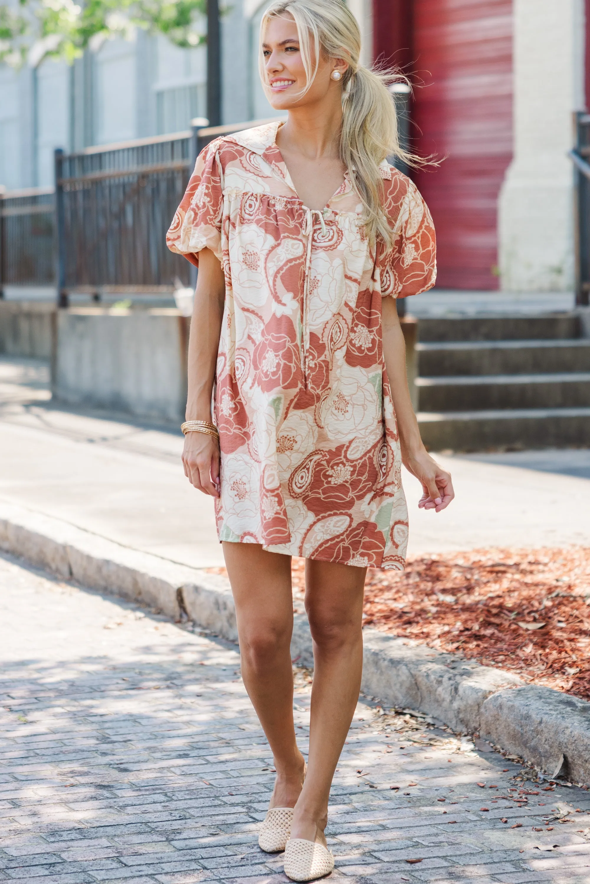 Better Than You Know Cinnamon Orange Floral Dress