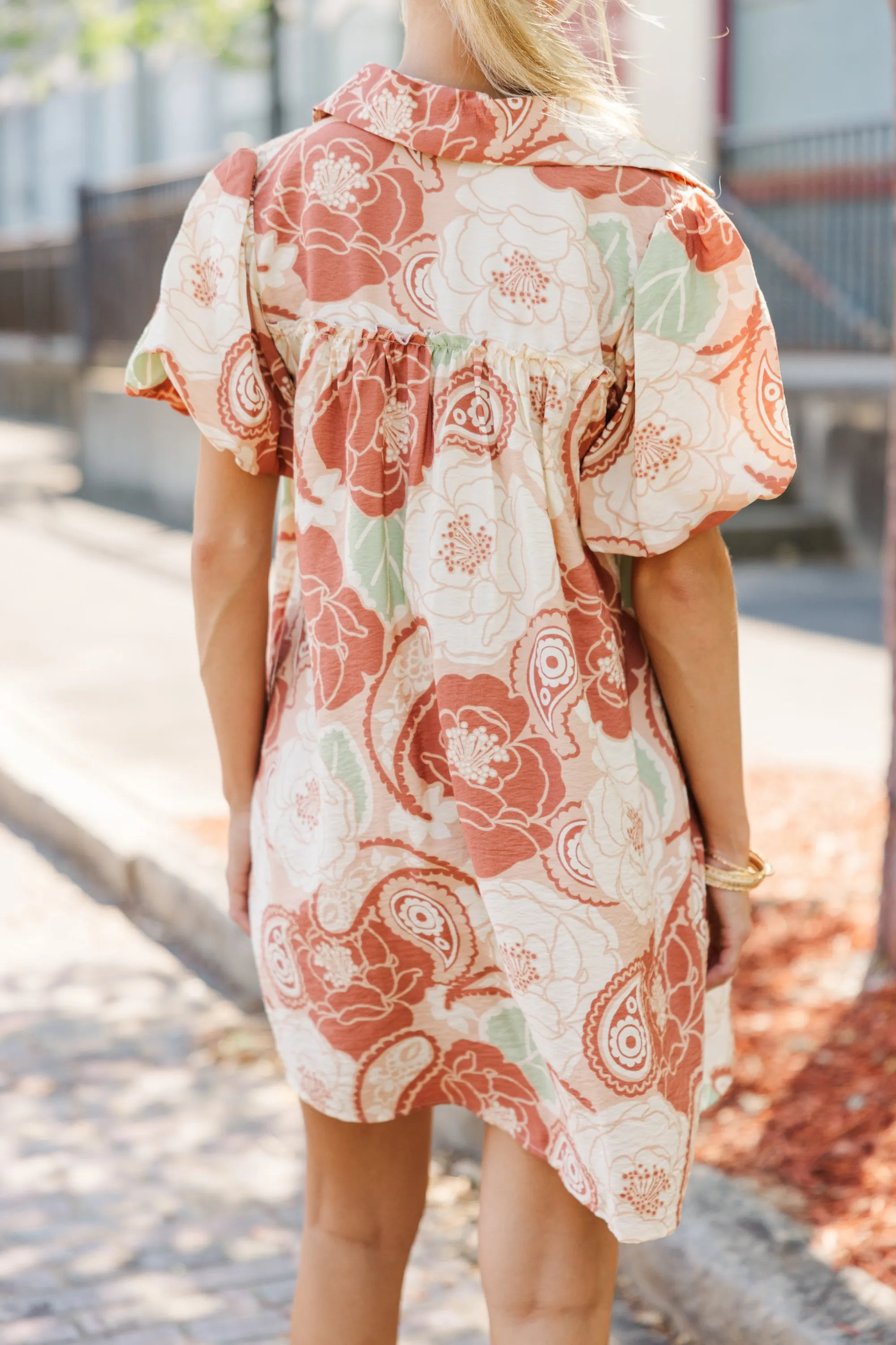 Better Than You Know Cinnamon Orange Floral Dress