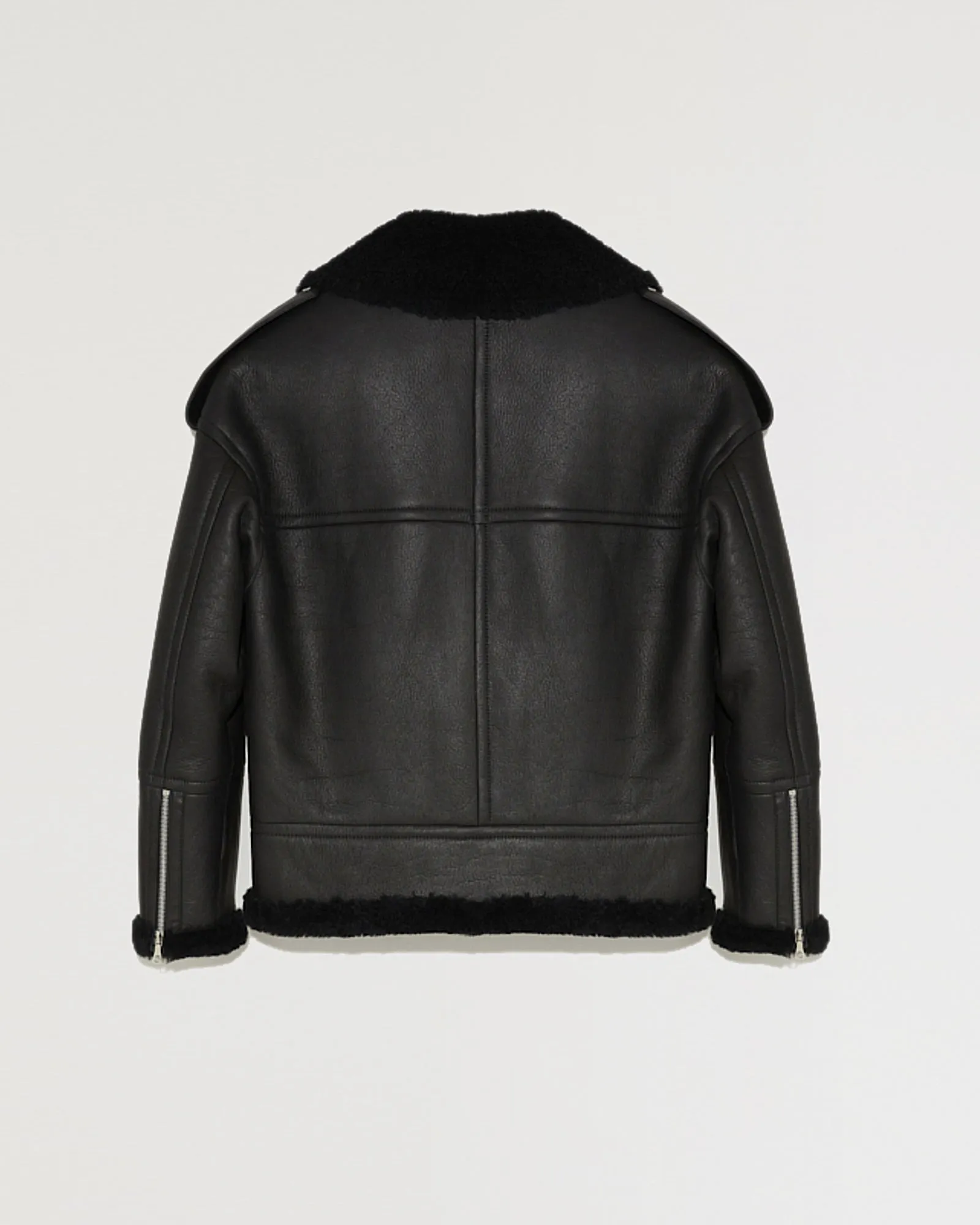 Biker jacket in buckled merino lambskin leather