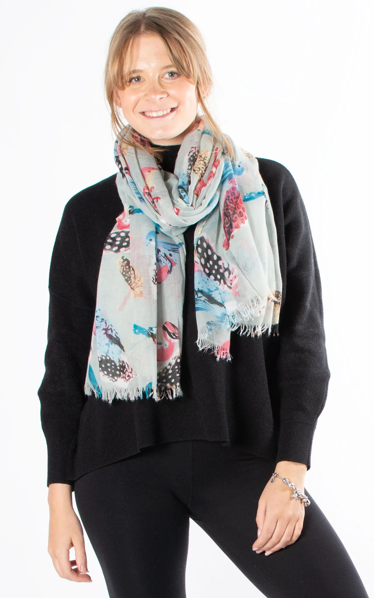 Birds And Feathers Scarf | Mint