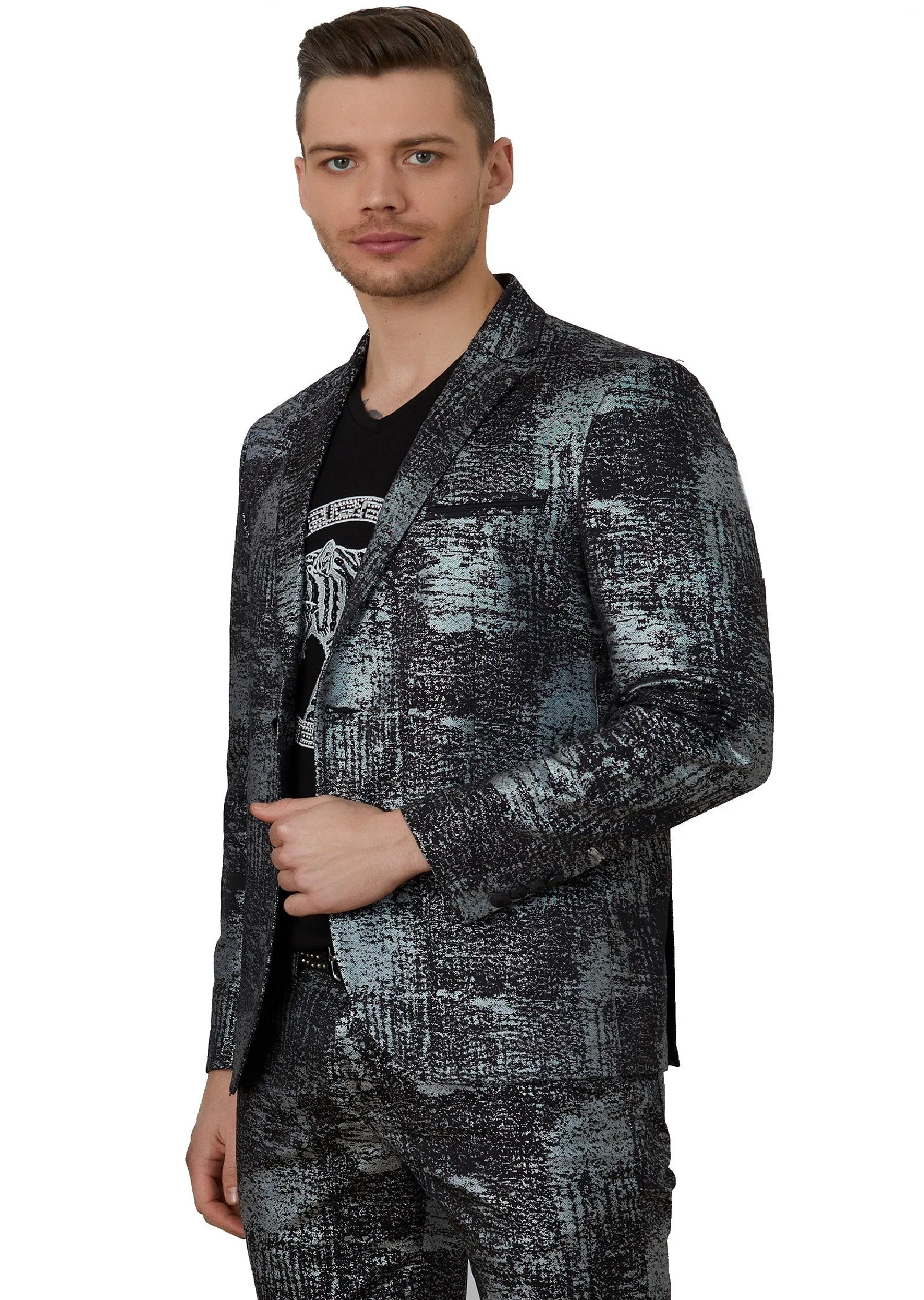 Black Silver Foil Blazer