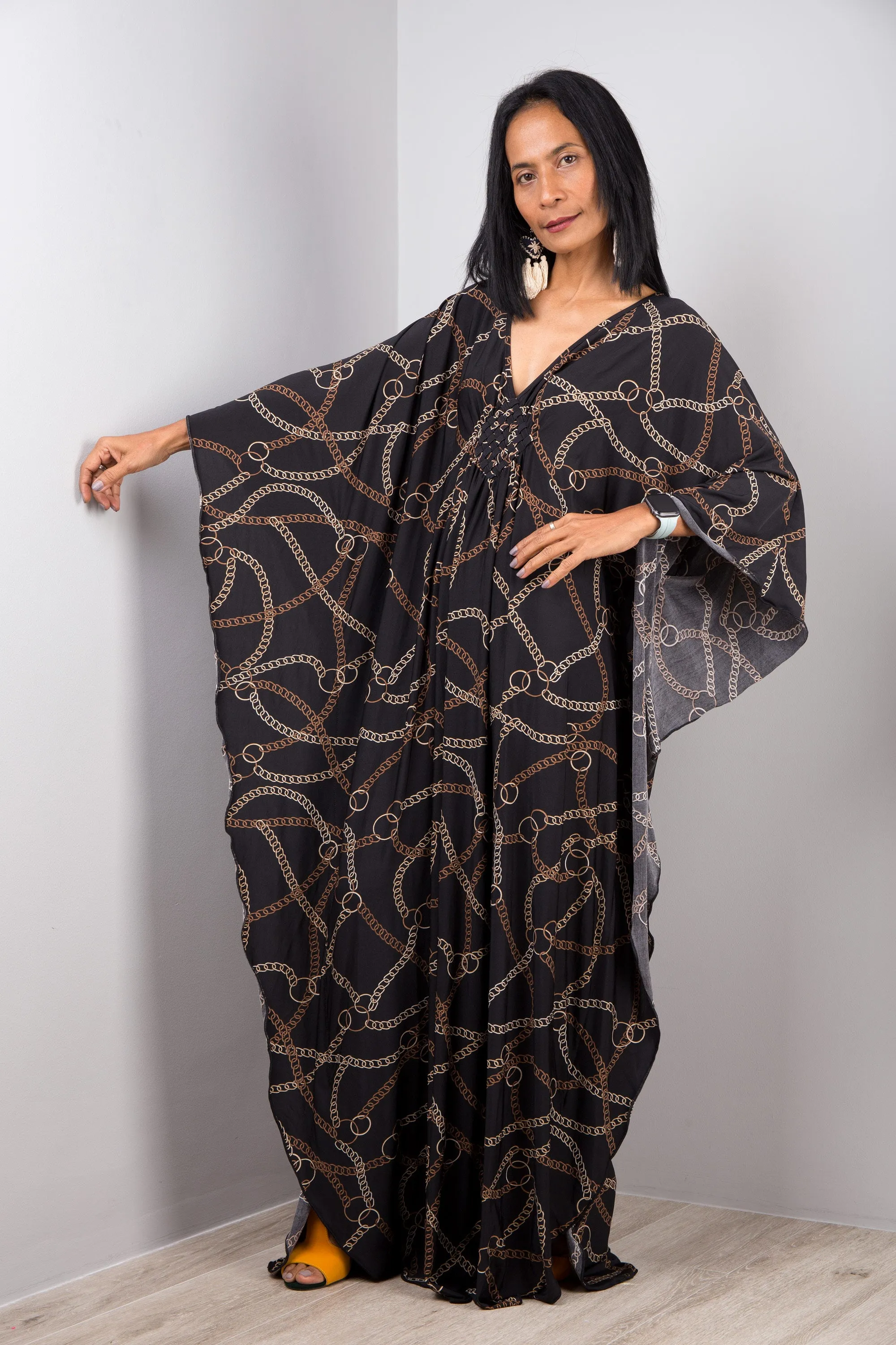 Boho Black Kaftan Dress