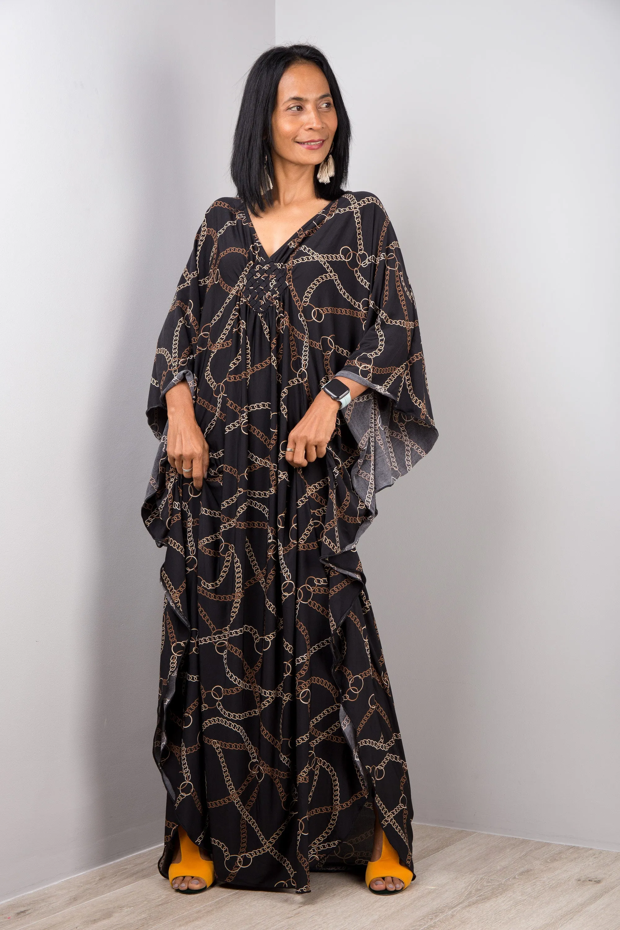 Boho Black Kaftan Dress