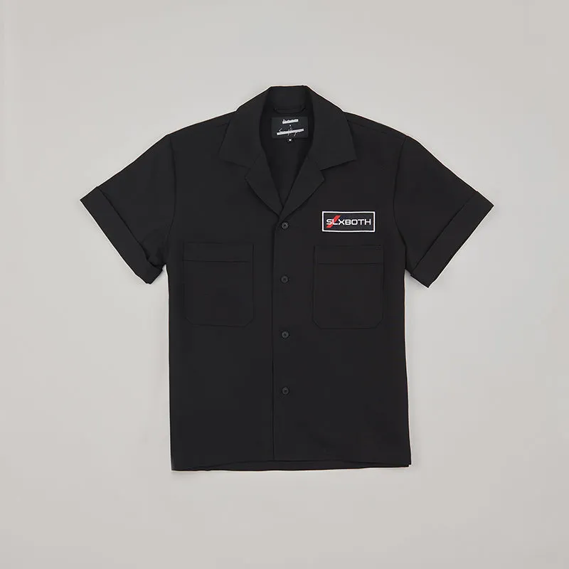 both X SECOND LAYER-POCKET BUTTON DOWN SHIRT-BLACK