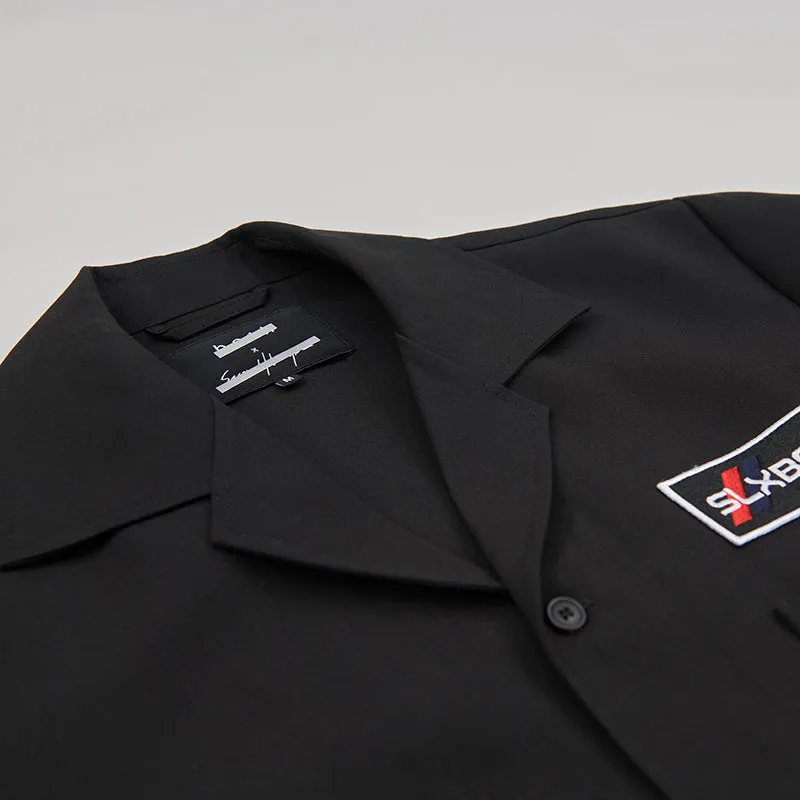 both X SECOND LAYER-POCKET BUTTON DOWN SHIRT-BLACK