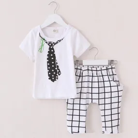 Boys And Girls Tie T-Shirt   Harem Plaid Pants - ONLY 2 LEFT !!!