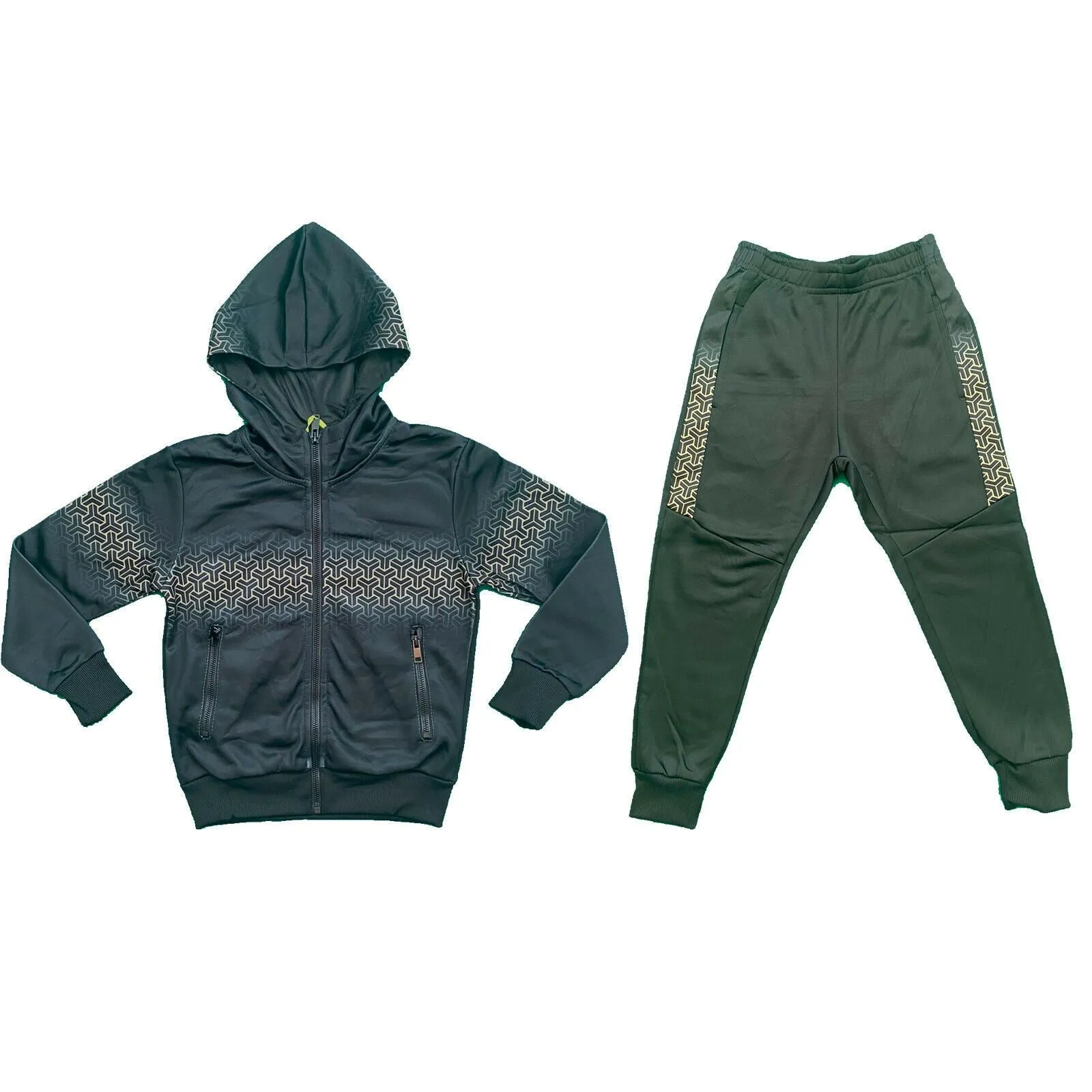 Boys Kids Tracksuit Jacket Joggers Jogging Bottoms Printed Set Winter Fleece