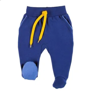 Boys Pants Navy Yellow Footed