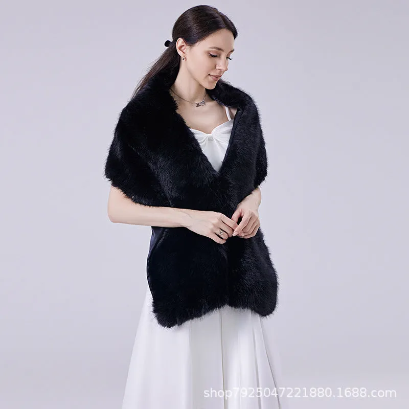 Bridal Wedding Faux-fur Dress Long Winter Scarf