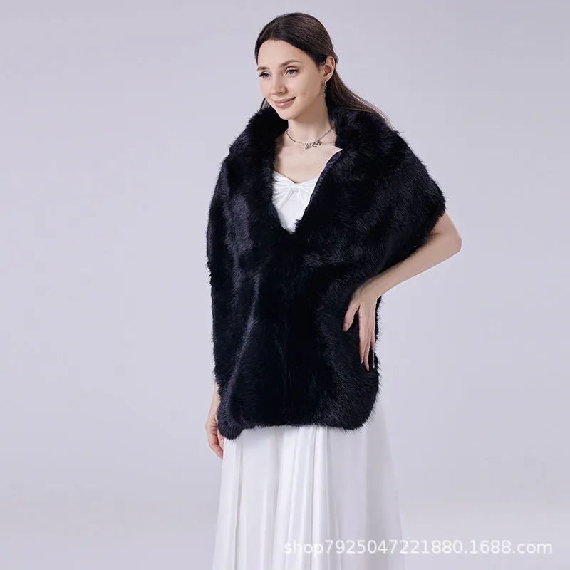 Bridal Wedding Faux-fur Dress Long Winter Scarf