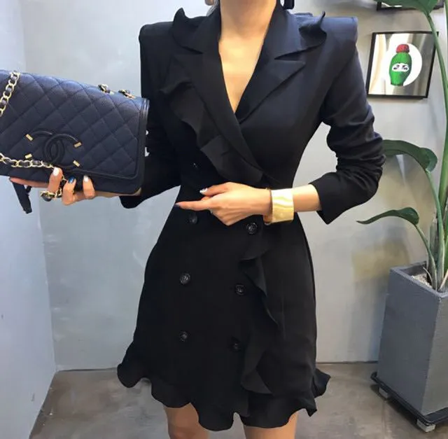 Brief Spring Autumn Women Blazer Dress