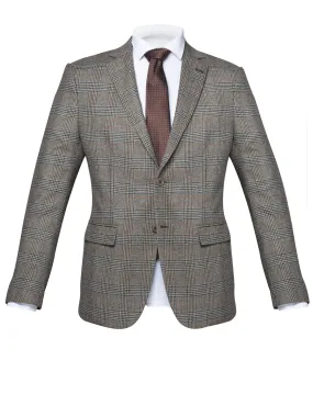 Brown Prince of Wales Wool Blazer by Marlane