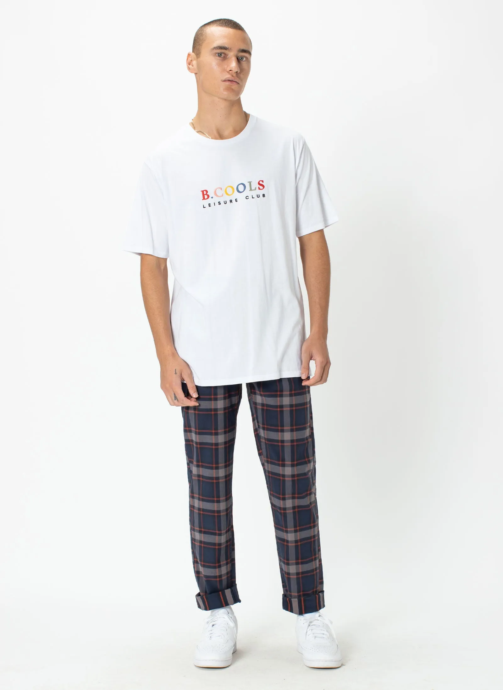 B.Slim Elastic Chino Navy Plaid