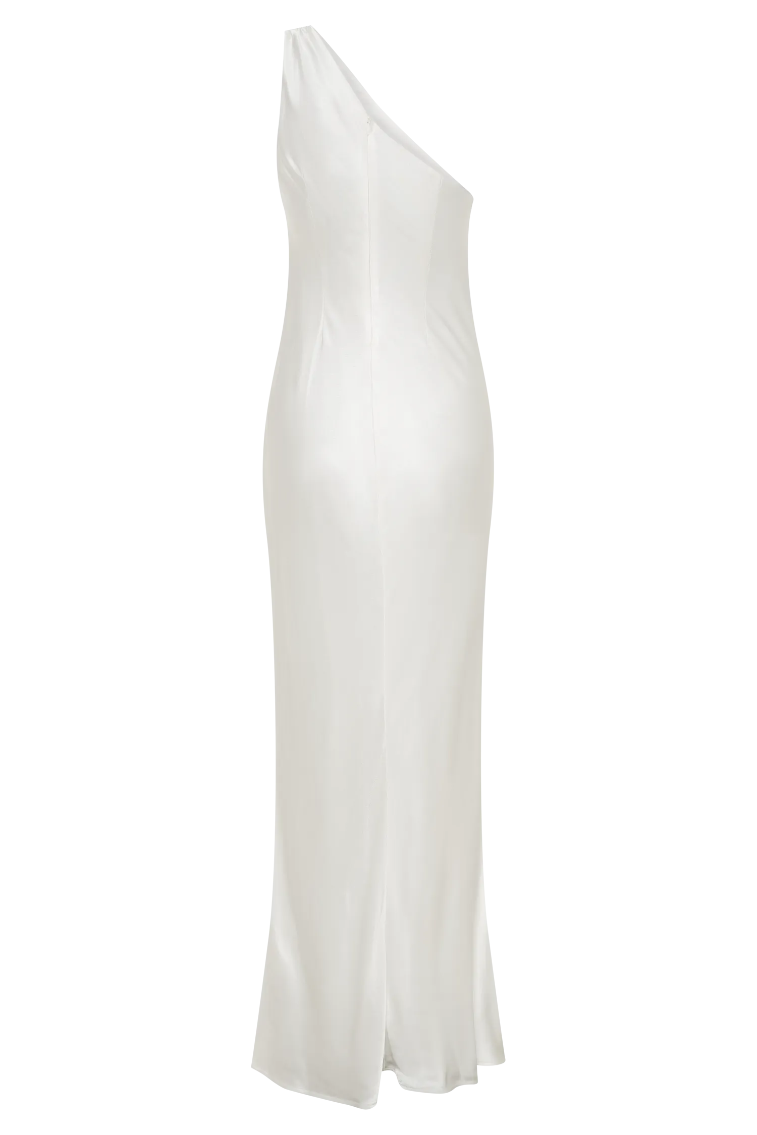 Camille One Shoulder Satin Maxi Dress - White