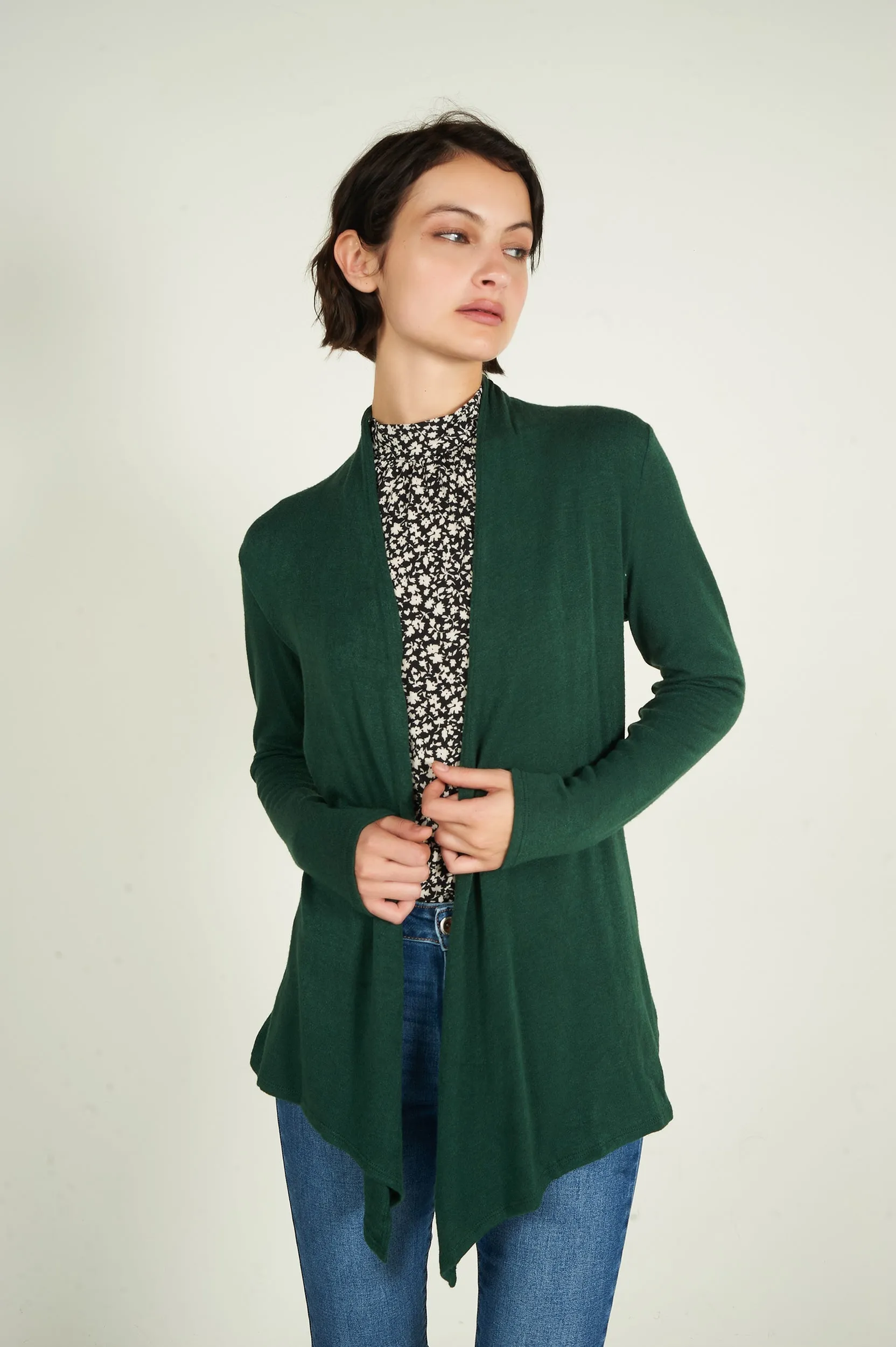 Cardigan mi-long ouvert - 13148 - (R-B3)