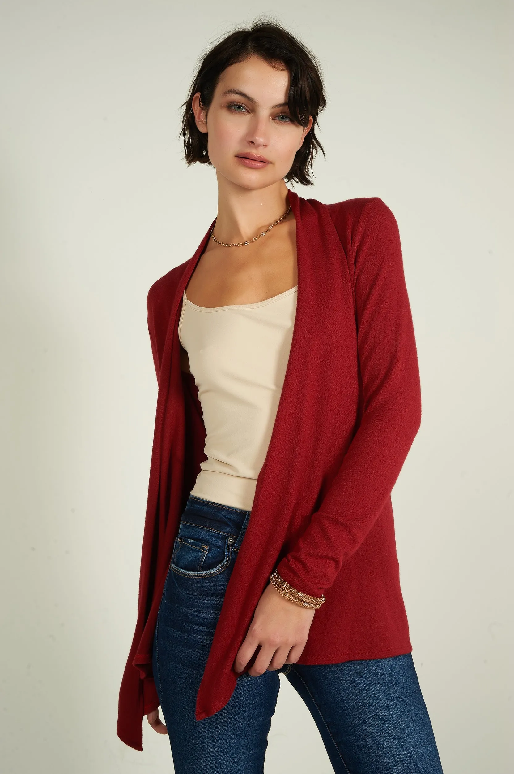 Cardigan mi-long ouvert - 13148 - (R-B3)