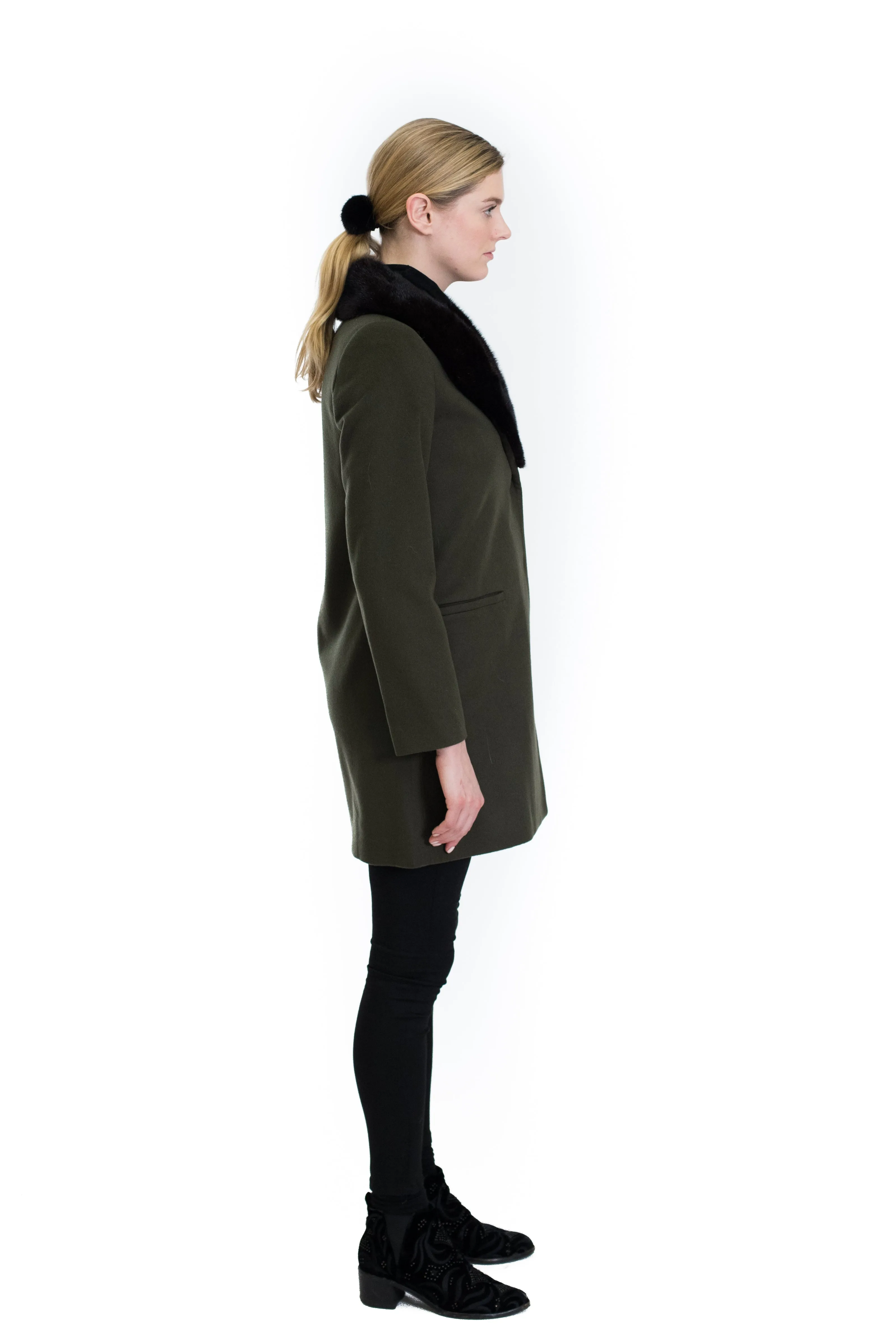 Cashmere Coat with Mink Collar