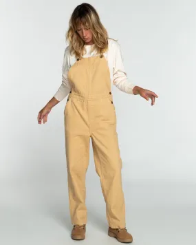 Casual Morning Wide Leg Overalls - Latte