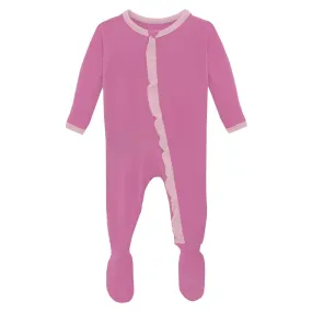 Classic Ruffle Footie with 2 Way Zipper in Tulip with Cake Pop