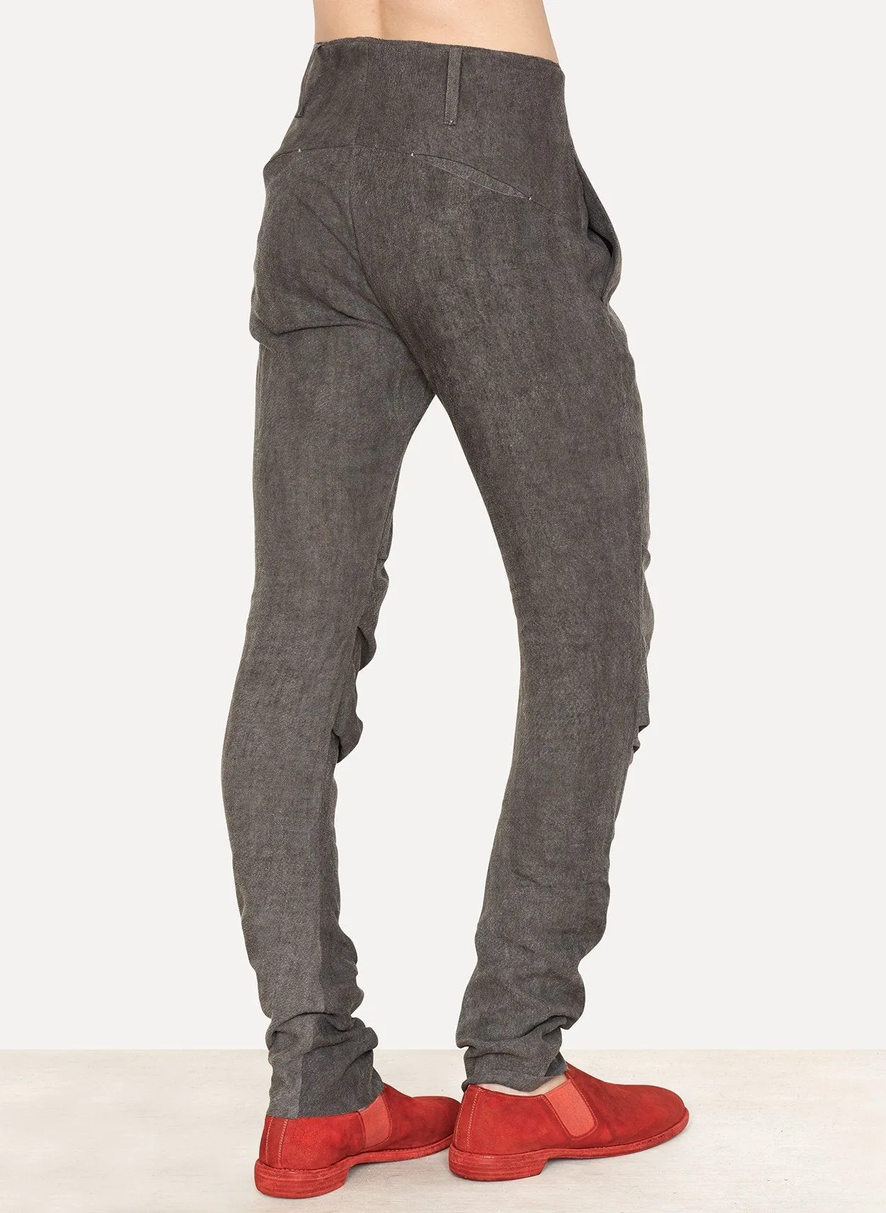 Cold Black Thermo Needle Hemp Pleat Seam Pant