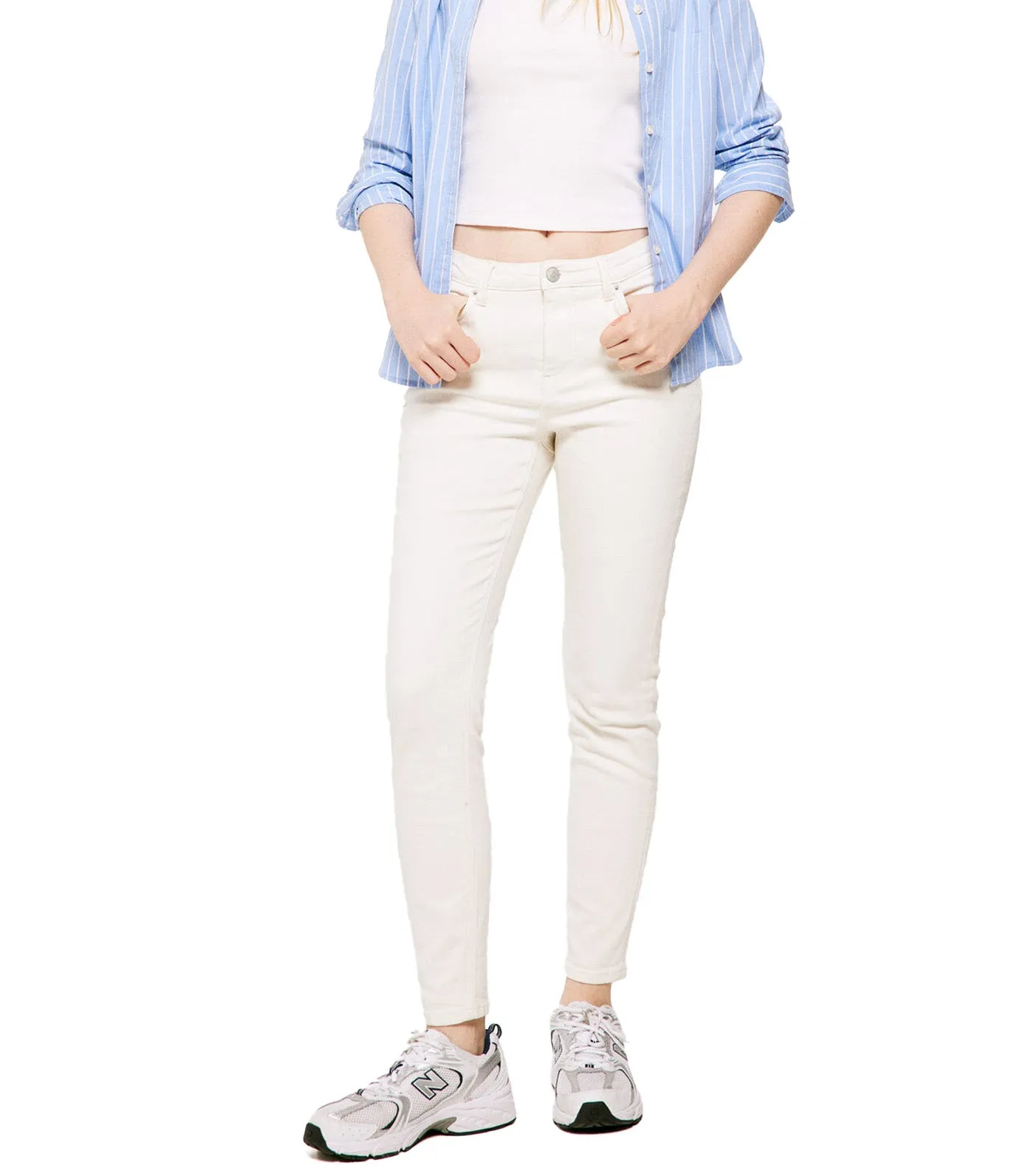 Color Slim Cropped Jeans White