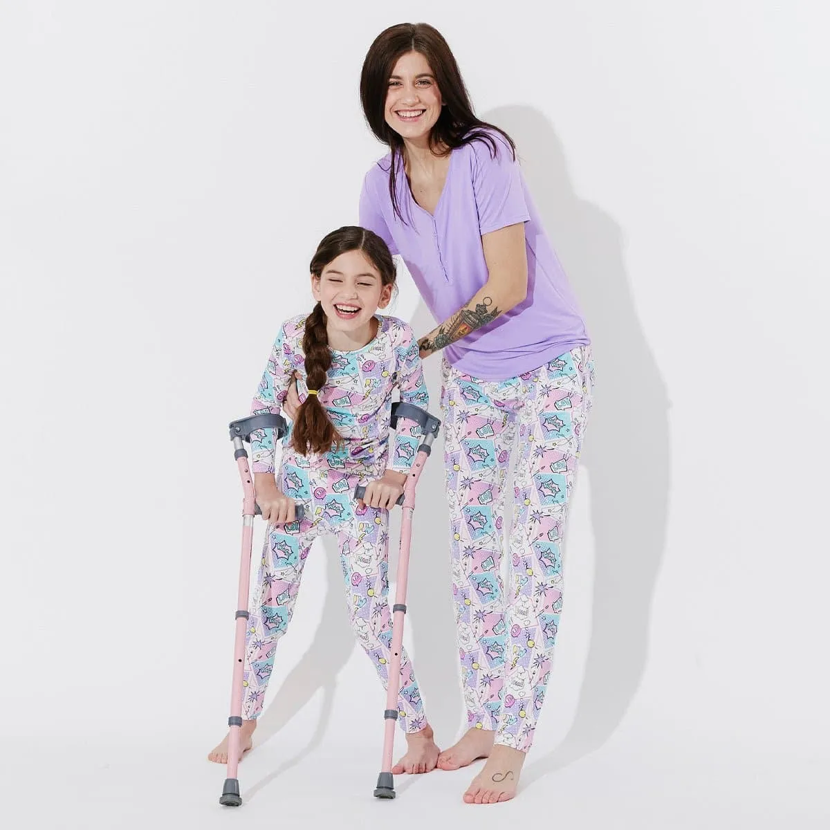 Comic Purple Bamboo Women's Pajama Set