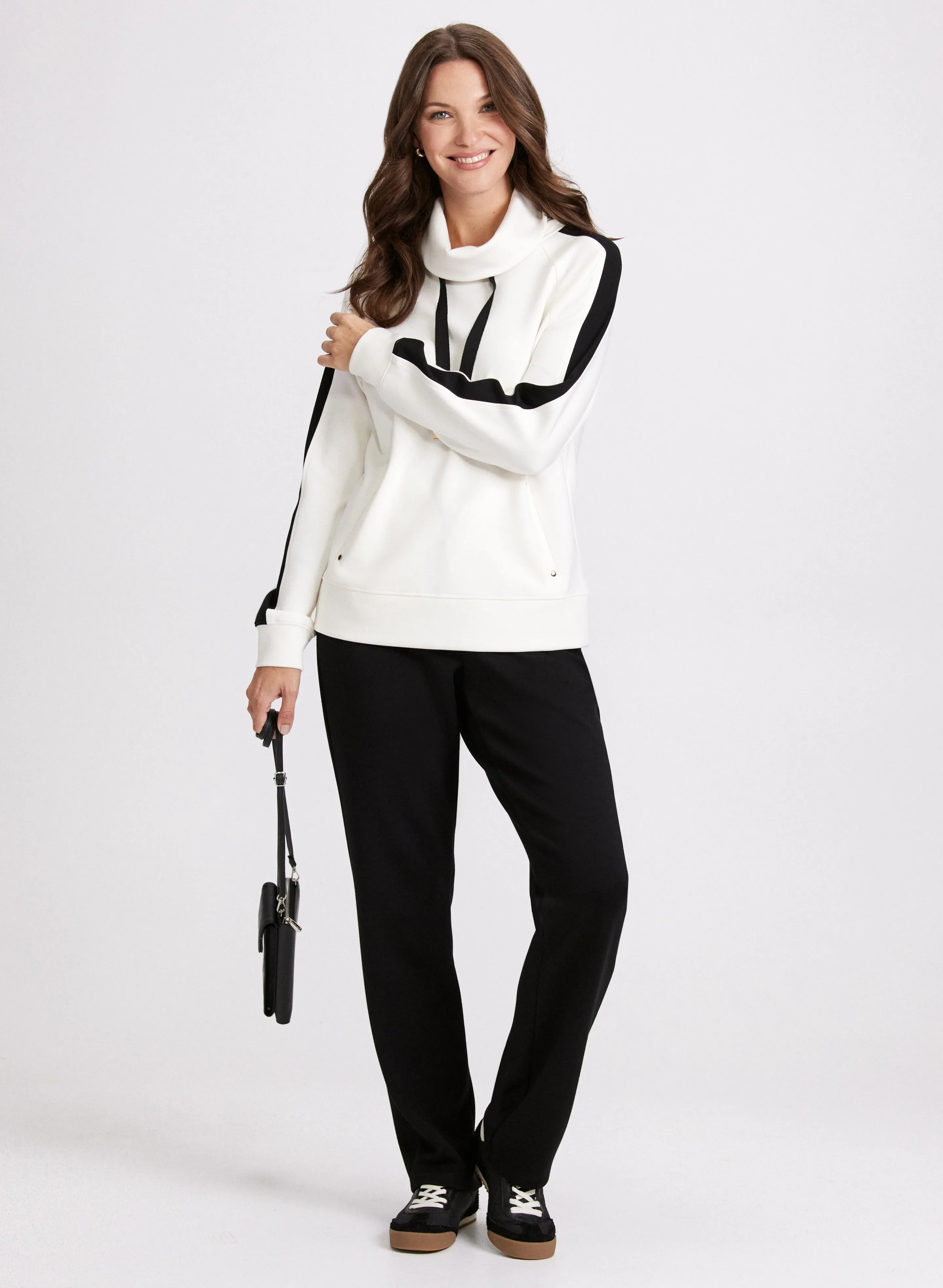 Contrast Cowl Neck Pullover Top