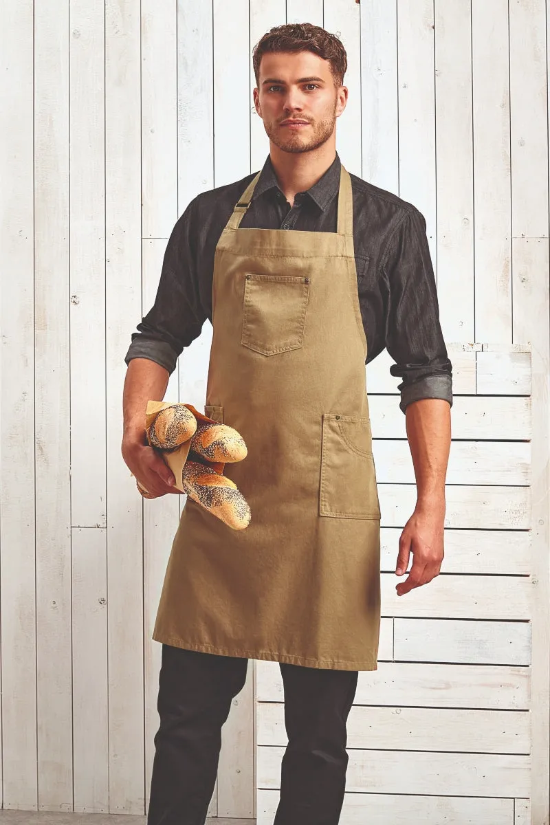 Cotton Chino Adjustable Bib Apron (3 Pocket)