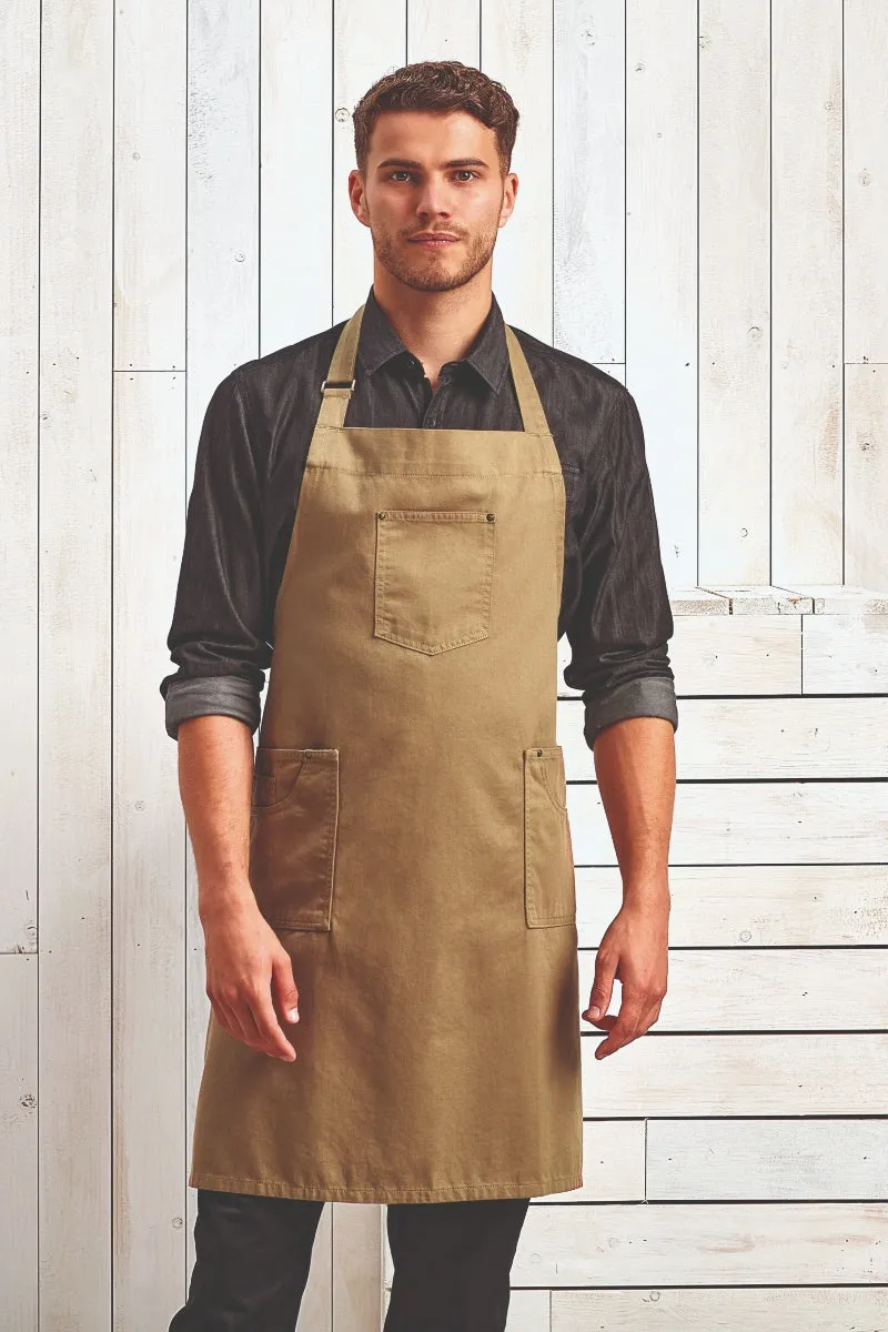 Cotton Chino Adjustable Bib Apron (3 Pocket)