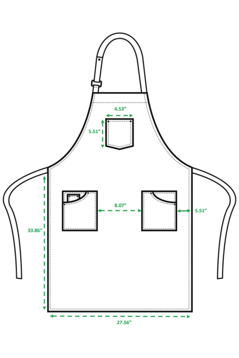 Cotton Chino Adjustable Bib Apron (3 Pocket)