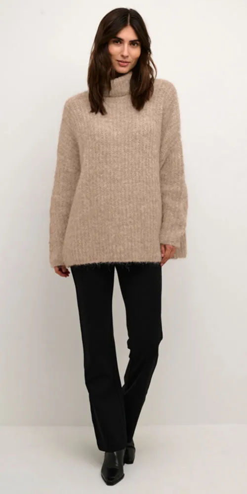 Culture Rib Turtleneck Pullover, light camel