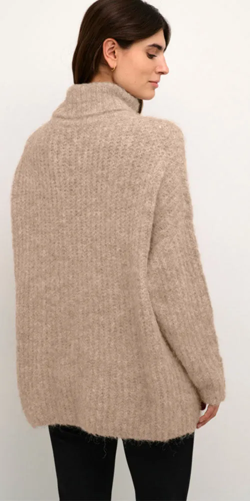 Culture Rib Turtleneck Pullover, light camel