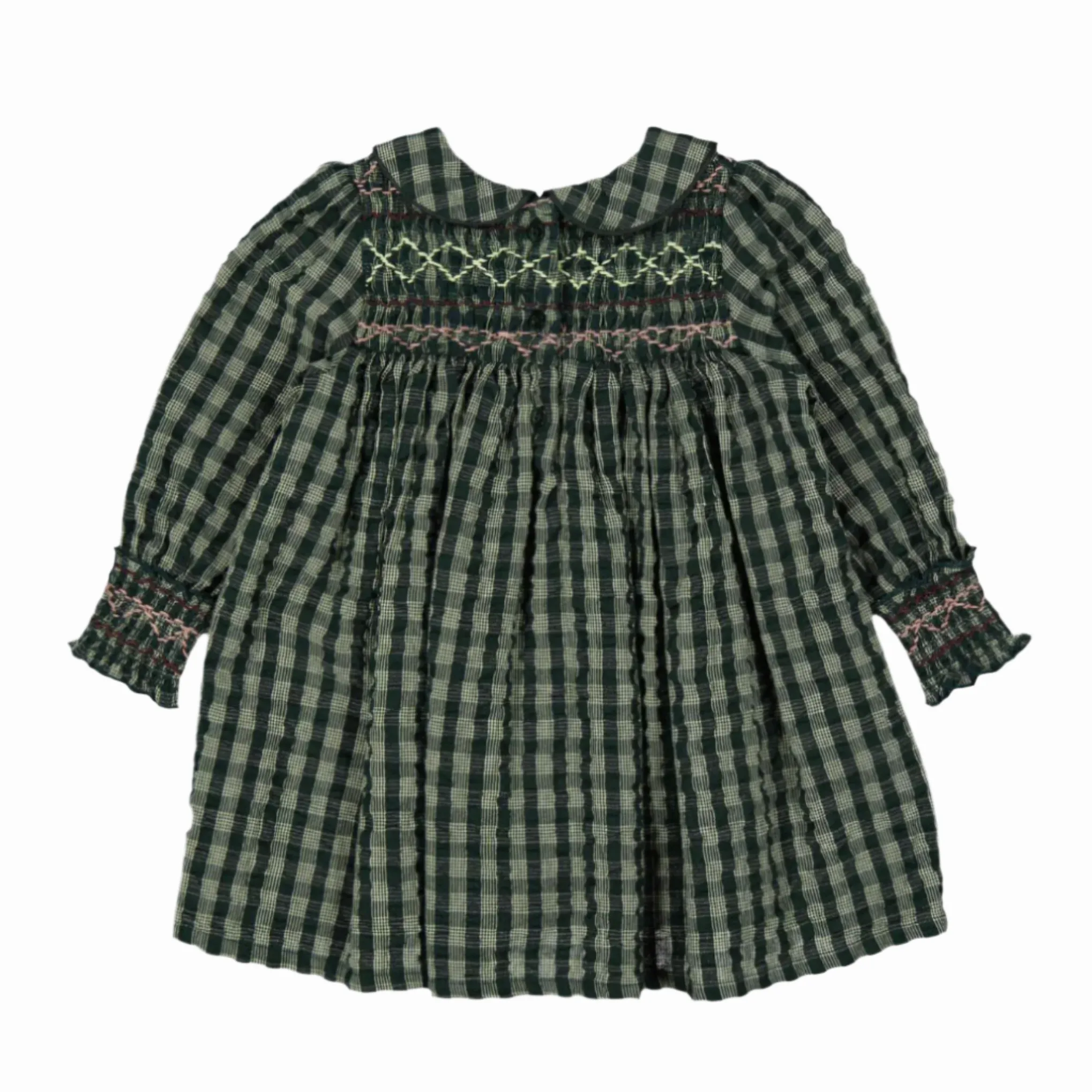 DABINA DARK LEAF CHECK DRESS