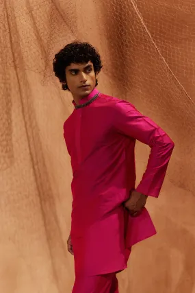 Dark Pink - Tagai Silk Kurta Set