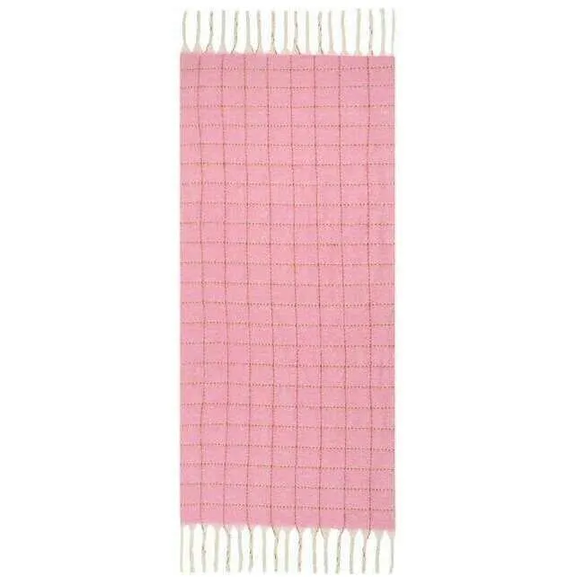 Dents Dotted Windowpane Check Tassel Scarf - Pale Pink