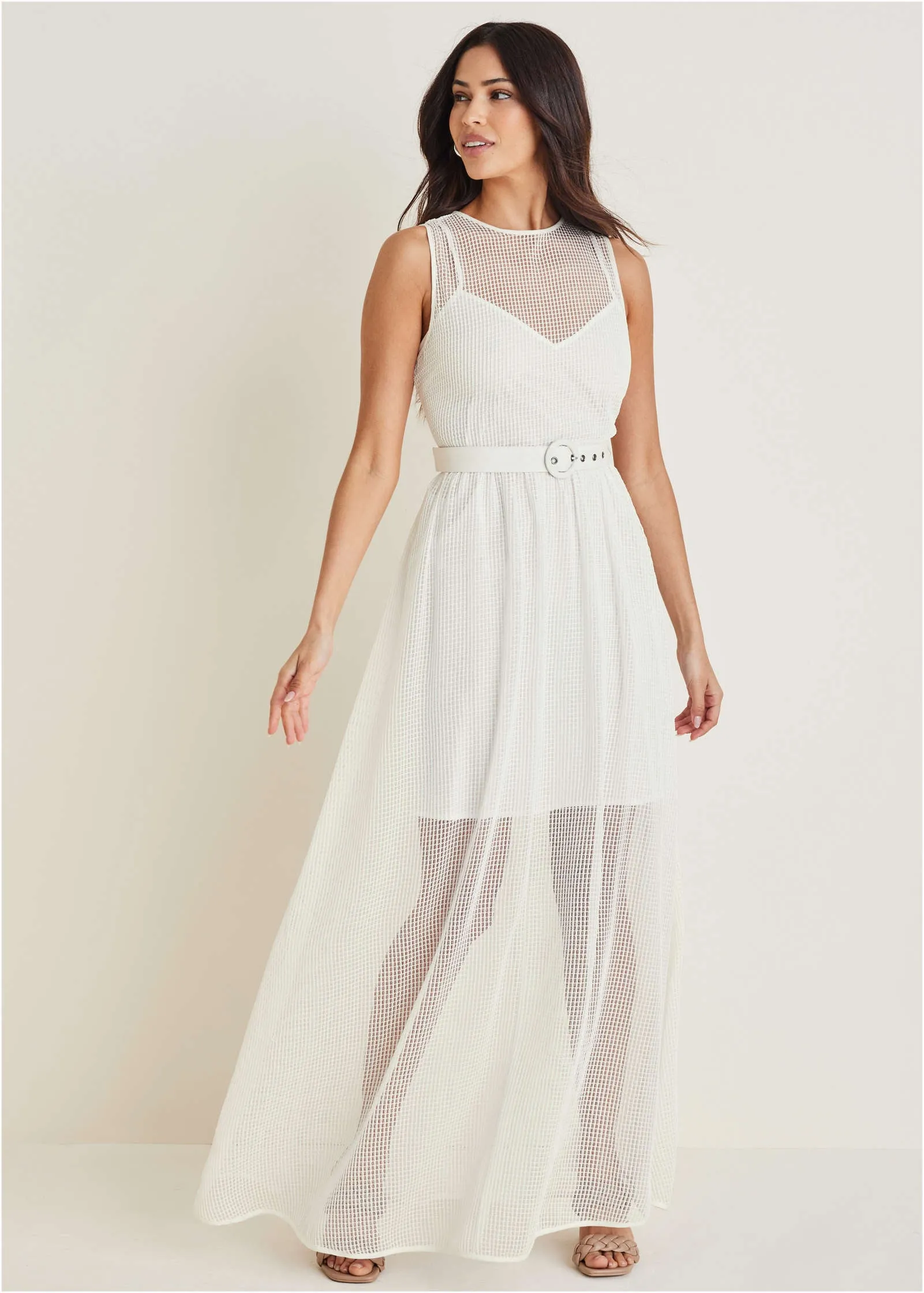 Diamond Lace Maxi Dress - Off White