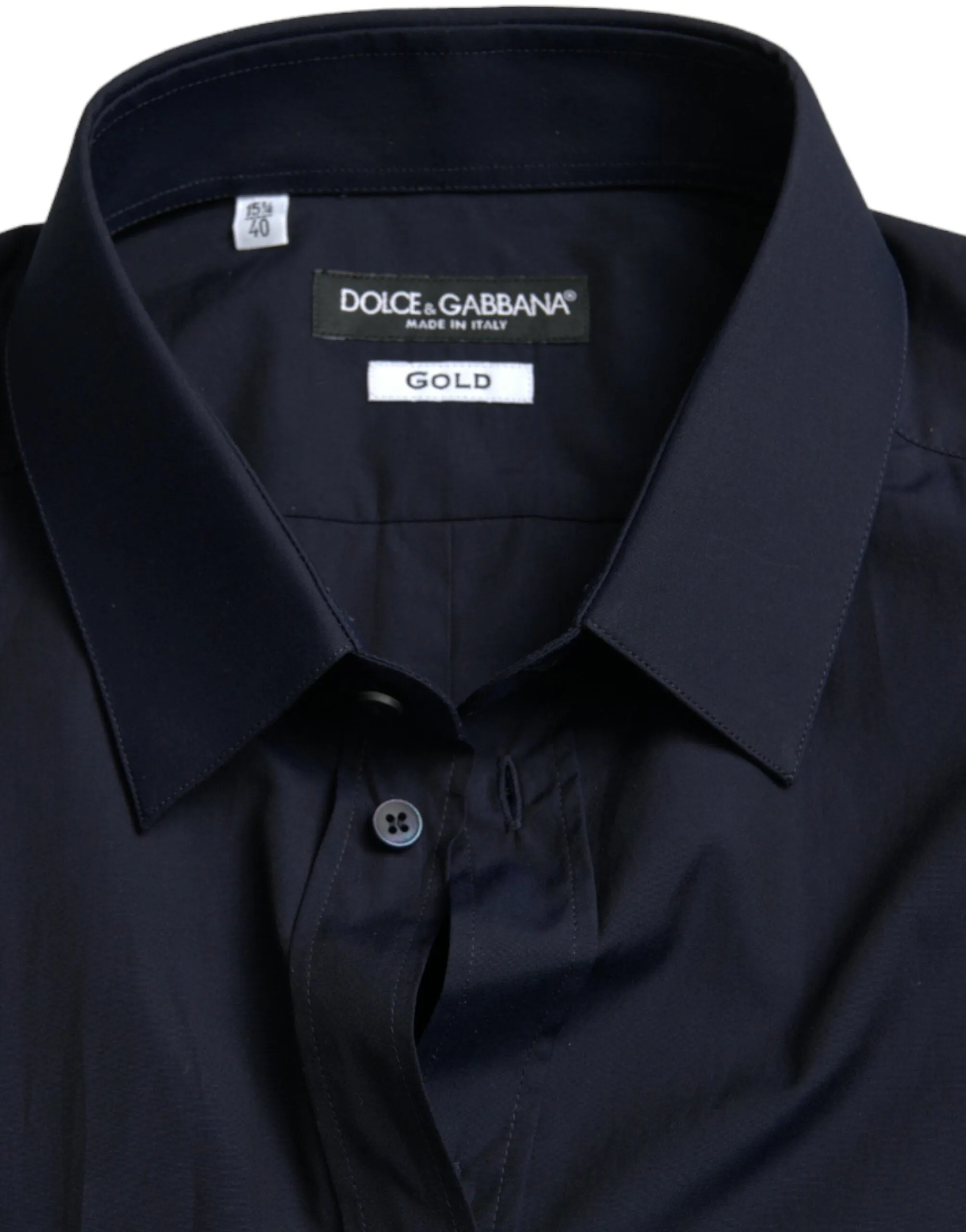 Dolce & Gabbana Elegant Navy Jacquard Dress Shirt