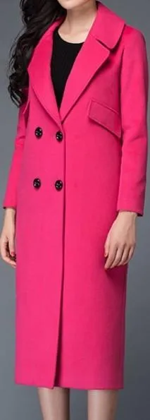 Double-Breasted Wool Coat, Pink