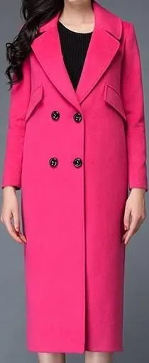 Double-Breasted Wool Coat, Pink