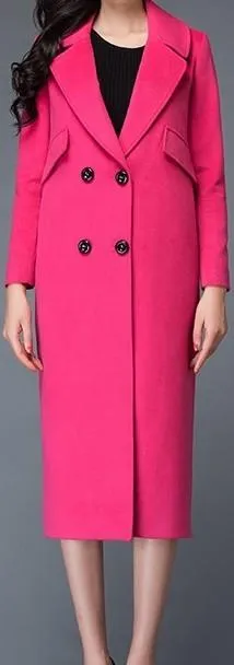 Double-Breasted Wool Coat, Pink