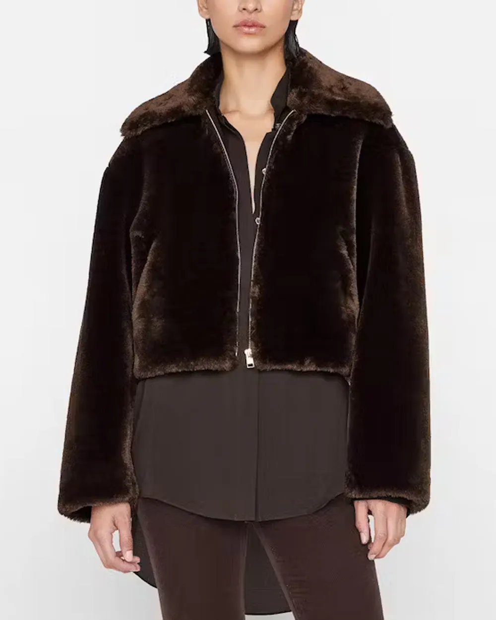 Espresso Faux Fur Zip Jacket