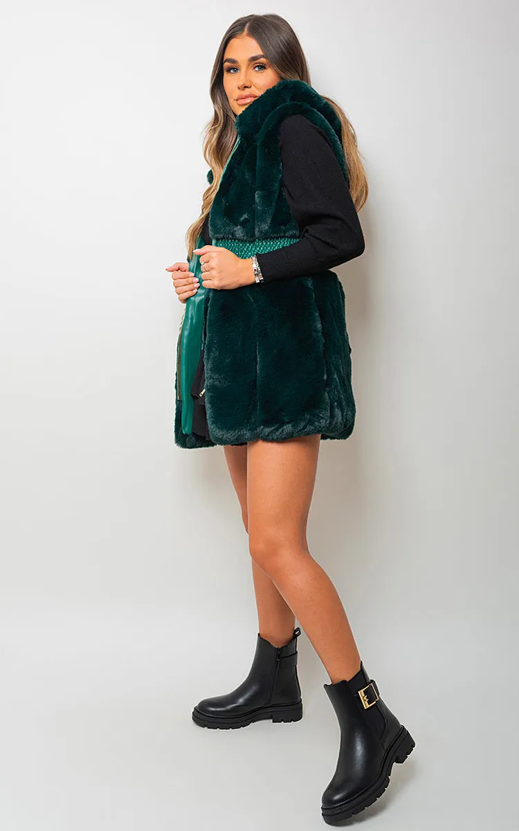 Faux Fur Zip Up Gilet